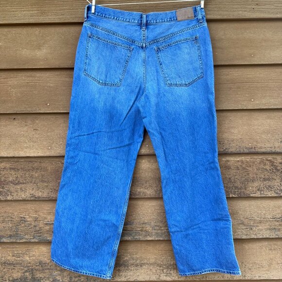 Madewell Womens Low-Slung Baggy Jeans Size 31 Blue Denim With Black Side Stripes - Picture 5 of 14